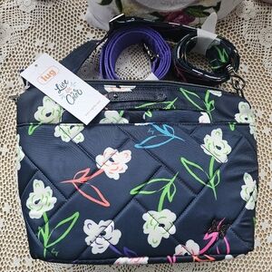 LUG Flare With  2 Crossbody Strap Bright Floral And Purple  NWT